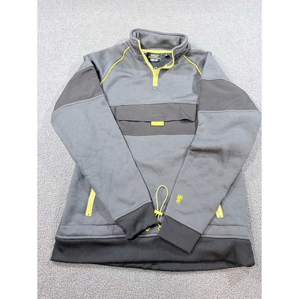 WeSC Pullover Jacket Mens M Gray Neon Yellow 1/4 Zip Colorblock Techwear 8297